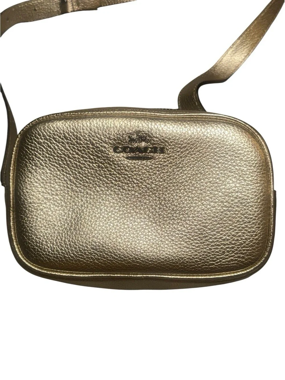 New COACH Metallic Gold Leather Fanny Pack Belt Bag